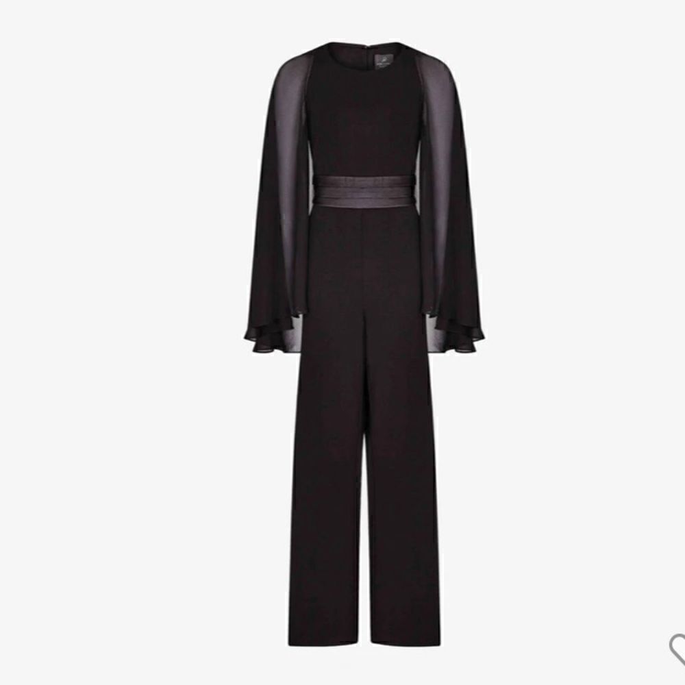 Adrianna Papell black cape jumpsuit with belted waist- size 4 NWT - Picture 5 of 10